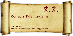 Korach Kálmán névjegykártya